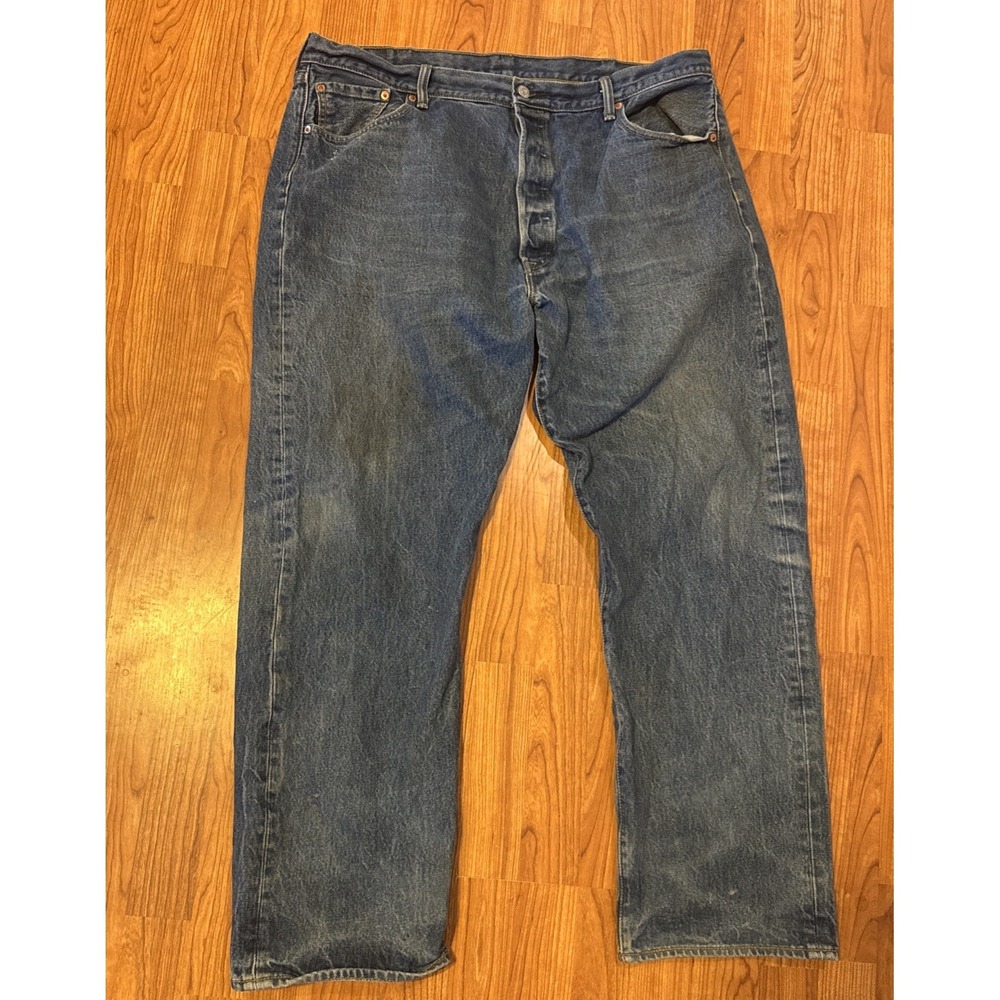 Levi's Blue Jeans 501 42/34 Straight Leg Button Fly Medium Wash